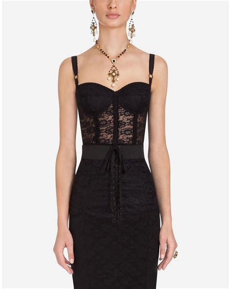 dolce gabbana lace bustier|Lace bustier in Black for Women .